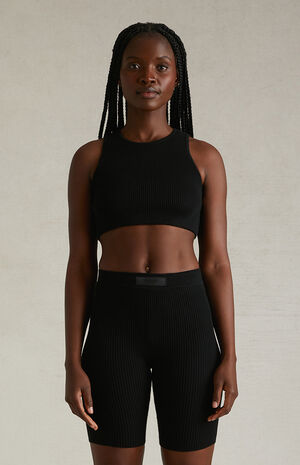 Women's Black Sweater Knit Biker Shorts image number 3