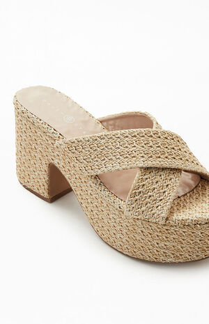 Women's Rattan Platform Mule Heels image number 6