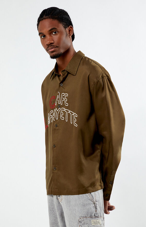 Pacsun Embroidered Classic Long Sleeve Camp Shirt