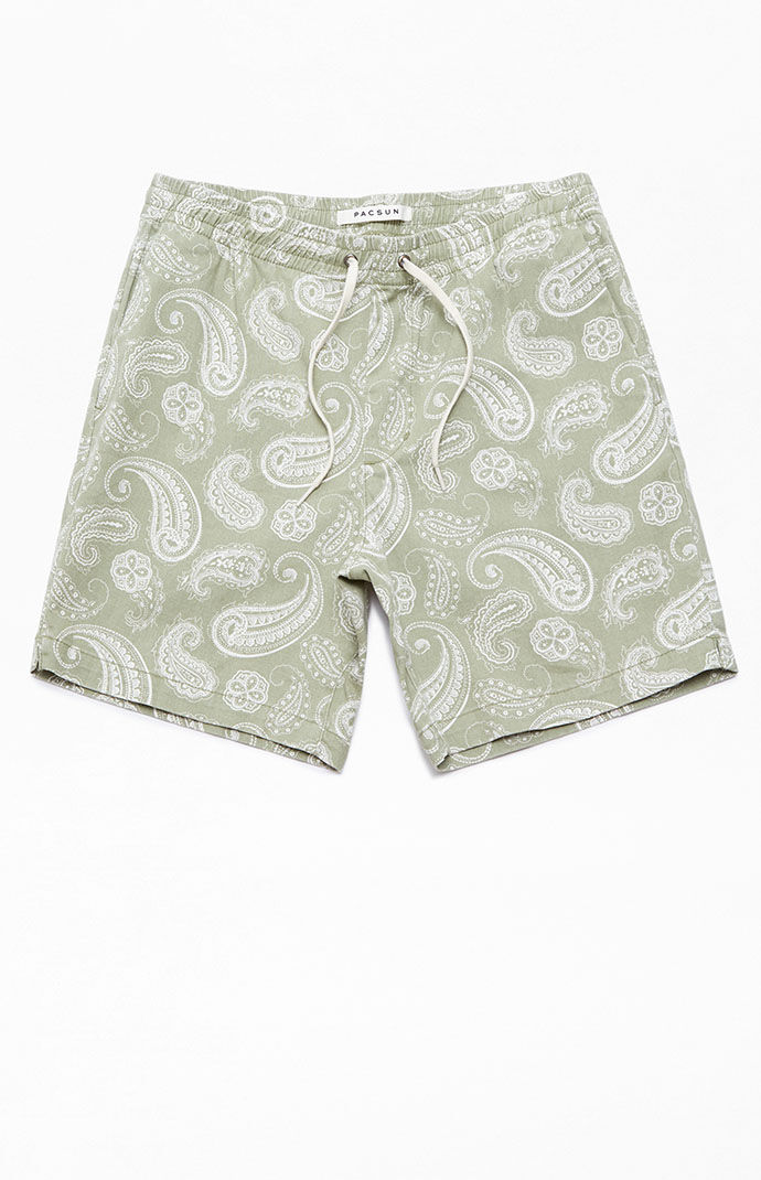 PacSun Reed Olive Paisley Twill Volley 
