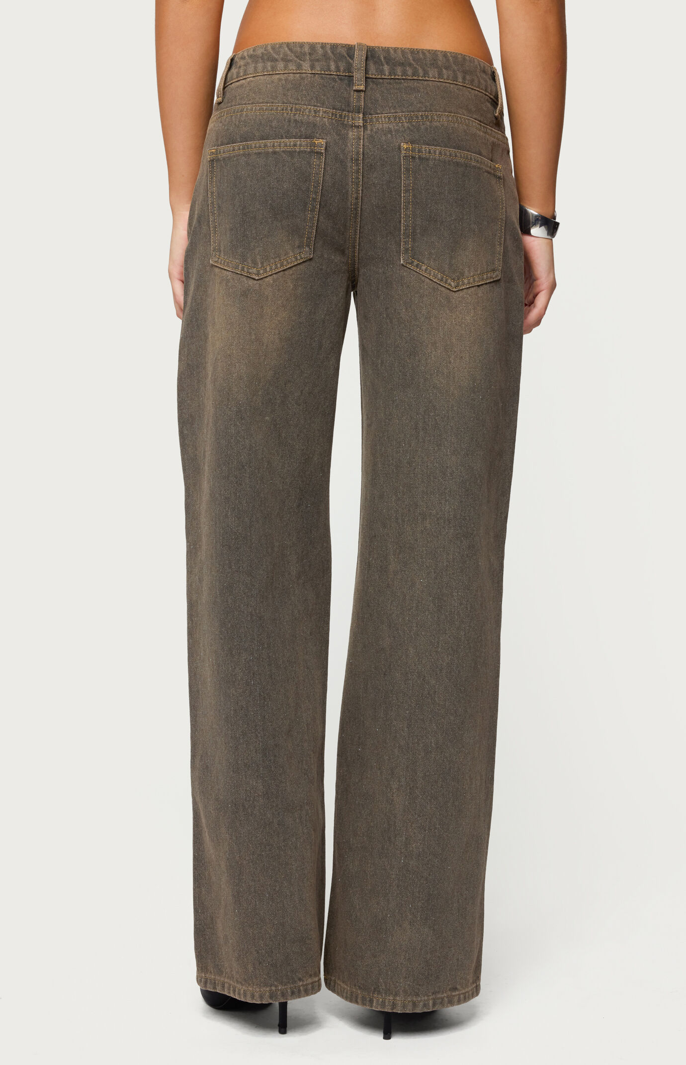 Edikted Charliza Stud Low Rise Baggy Jeans