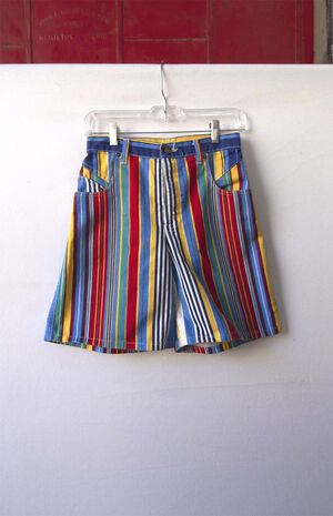 Upcycled Palmettos Striped Denim Shorts image number 1