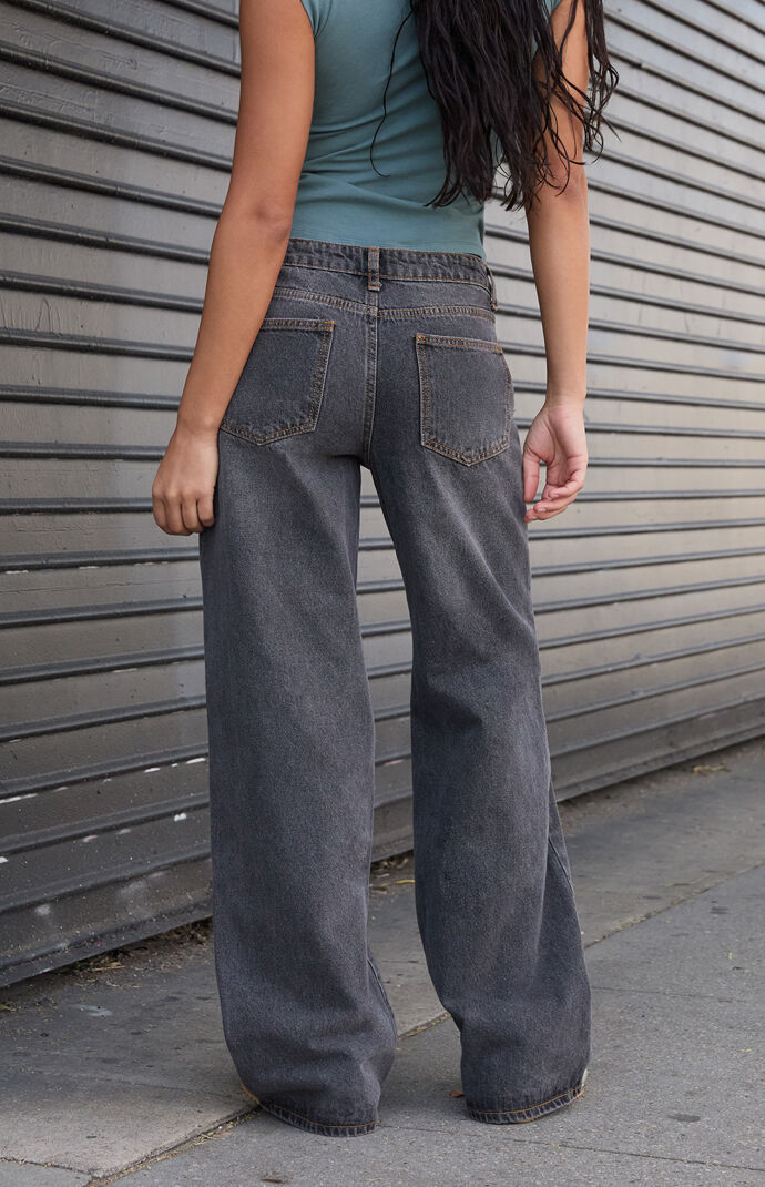 John Galt Washed Black Low Rise Straight Leg Jeans