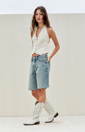 Medium Indigo Baggy Jorts image number 1