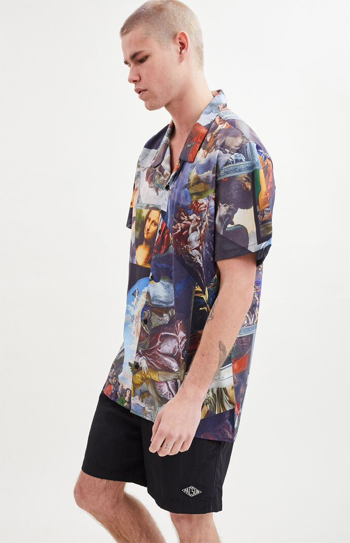 Pacsun Nostalgia Art Short Sleeve Button Up Shirt Pacsun