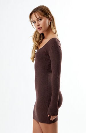 Ribbed Bow Long Sleeve Mini Dress image number 2