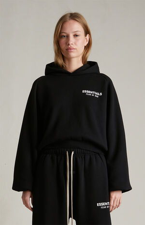 Women's Black Fleece Cropped Hoodie image number 2