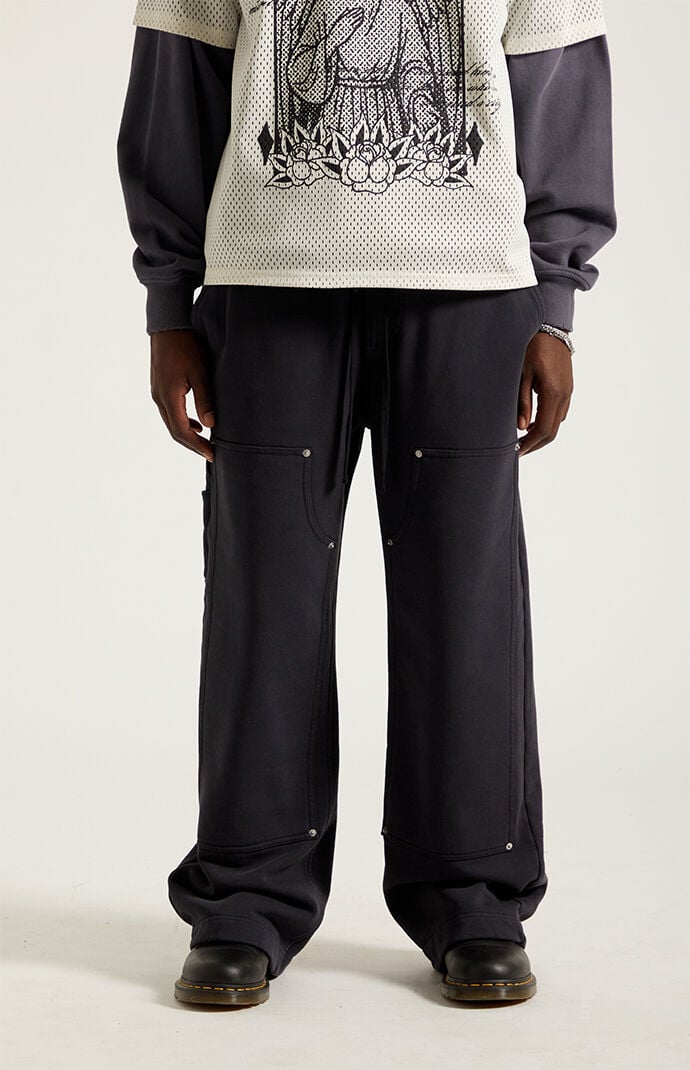 Pacsun Black Paneled Carpenter Fleece Extreme Baggy Sweatpants
