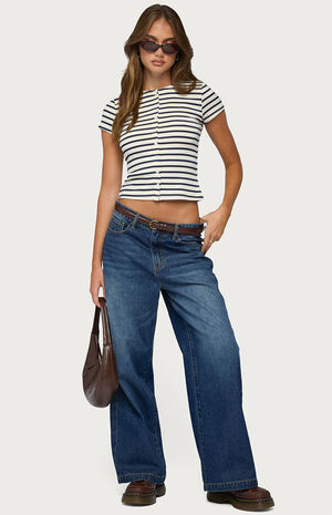 Bonita Striped Button Up Top image number 5