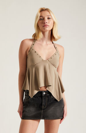 Tate Grommet Halter Babydoll Top image number 2