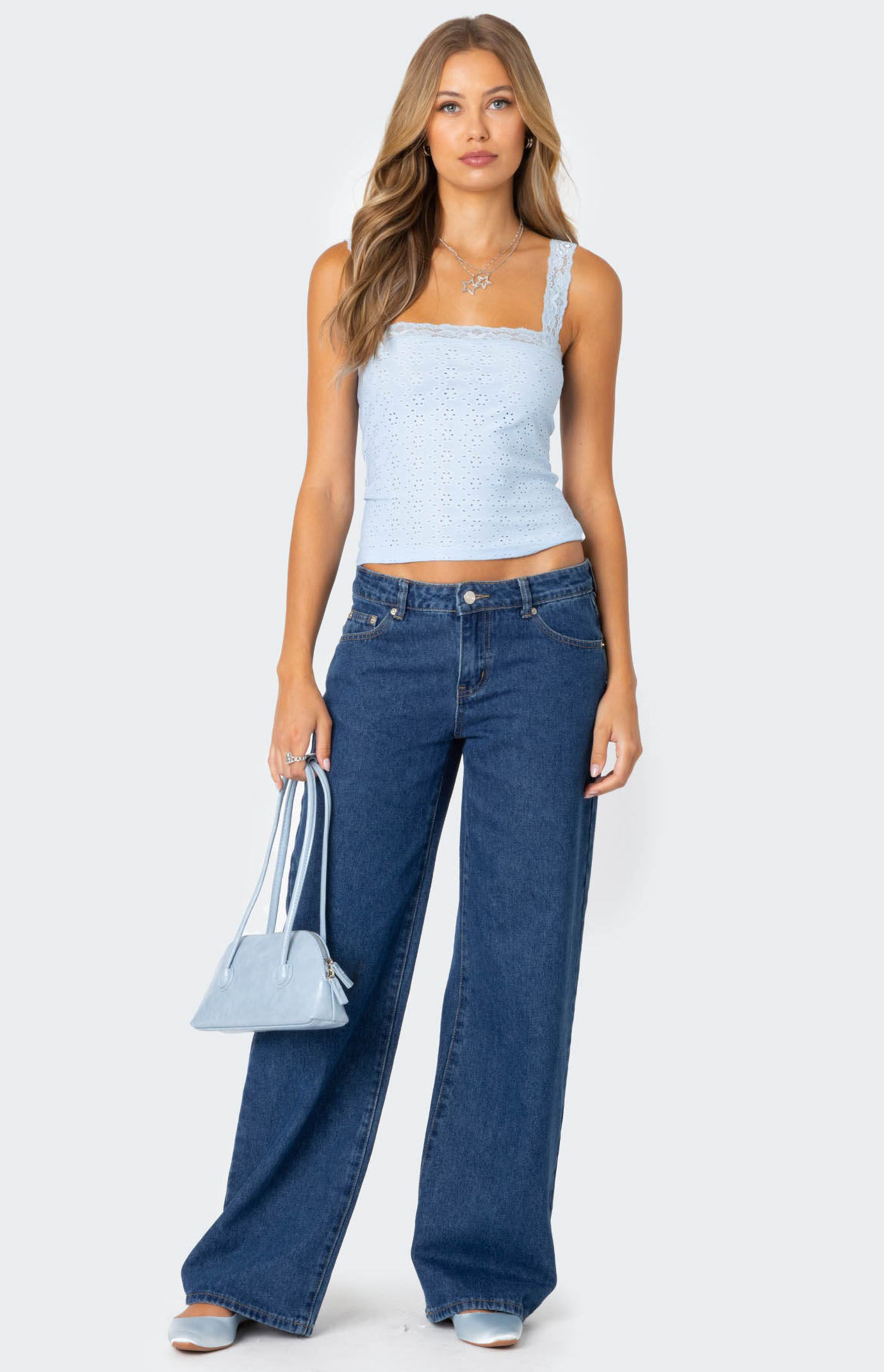 Edikted Virginia Lace Trim Eyelet Tank Top | PacSun