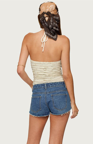 Criss Cross Bead Ruffled Halter Top image number 3