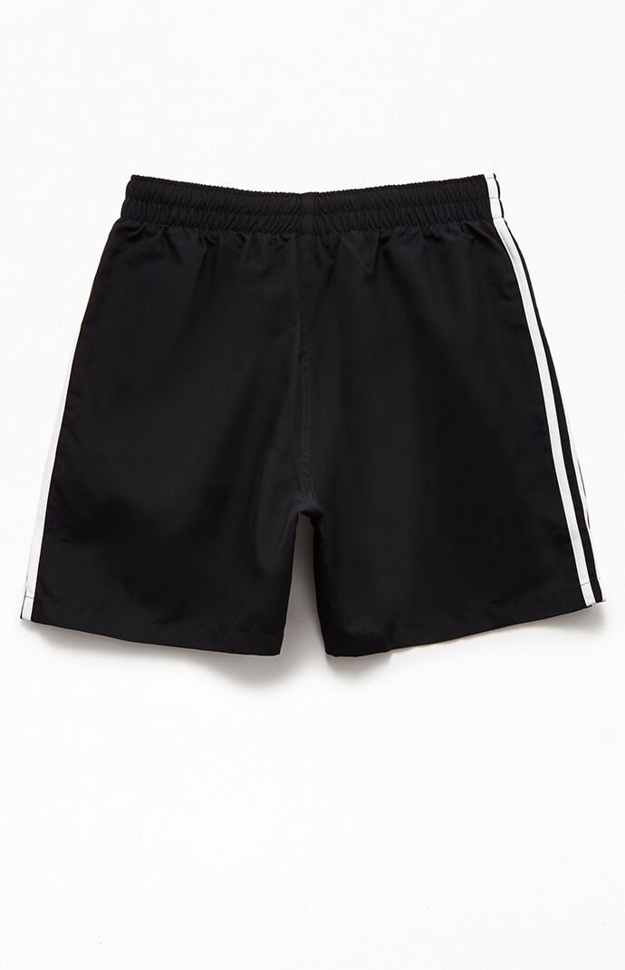 Black 3-Stripe 16" Swim Trunks