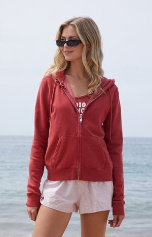 Red Alana Zip Up Hoodie image number 1