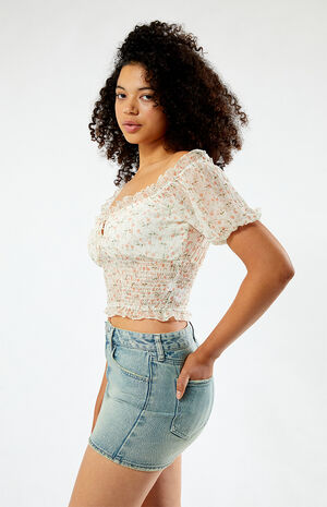 Ditsy Milkmaid Short Sleeve Top image number 3