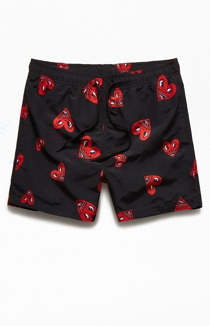 Keith Haring Heart 14" Swim Trunks