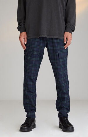 Navy Slim Plaid Pants image number 2
