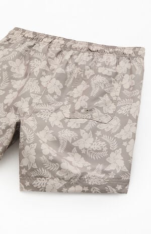 Tan Flower 6.5" Swim Trunks image number 4