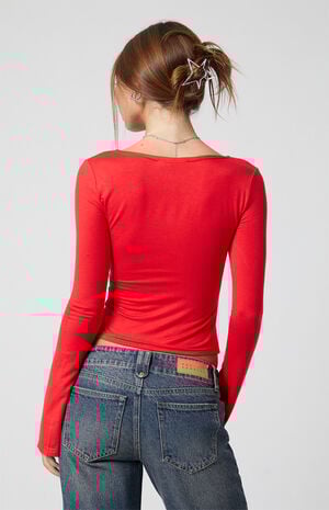 Third Charm Maya Long Sleeve Keyhole Top | PacSun