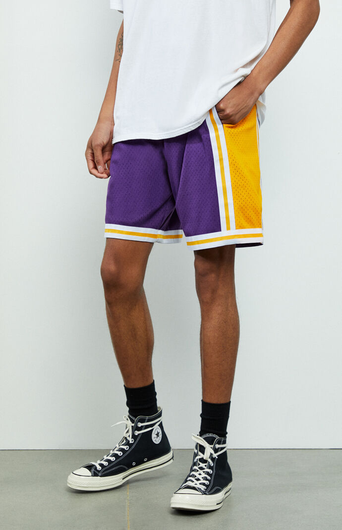 Mitchell Ness Swingman Lakers Basketball Shorts Pacsun