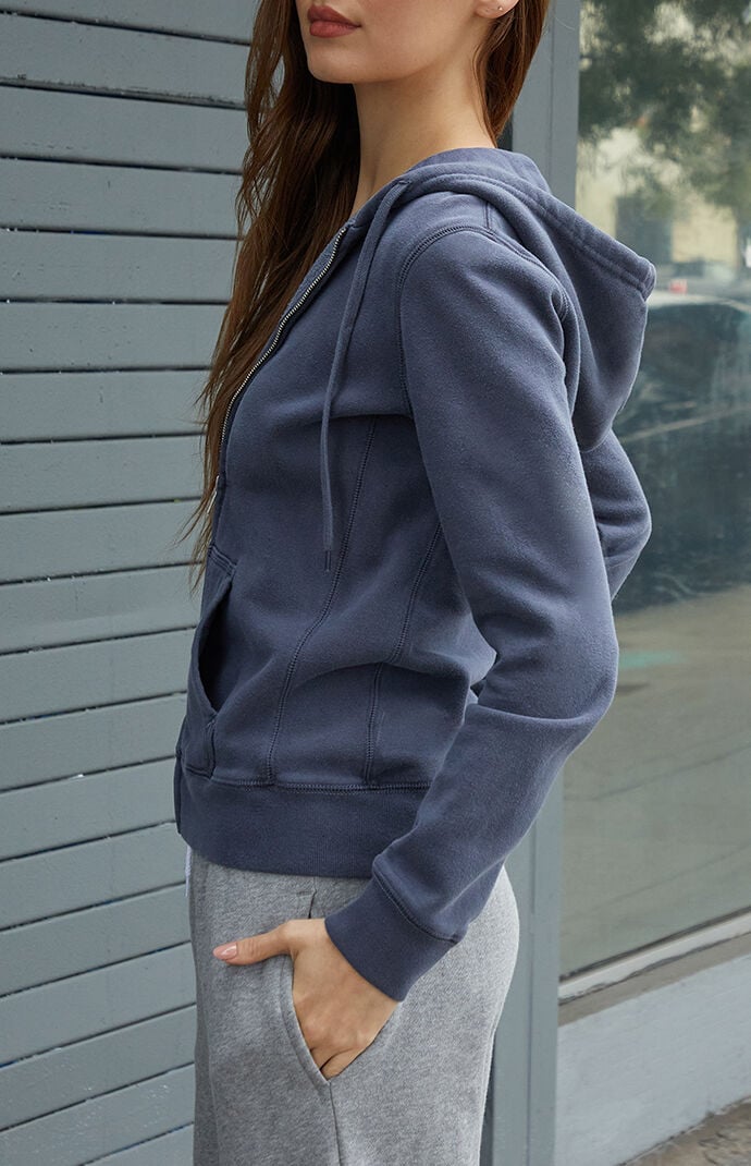 John Galt Washed Navy Zip Up Hoodie