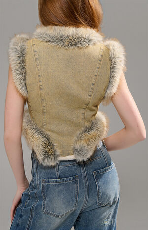 Zoraya Denim Faux Fur Vest image number 4