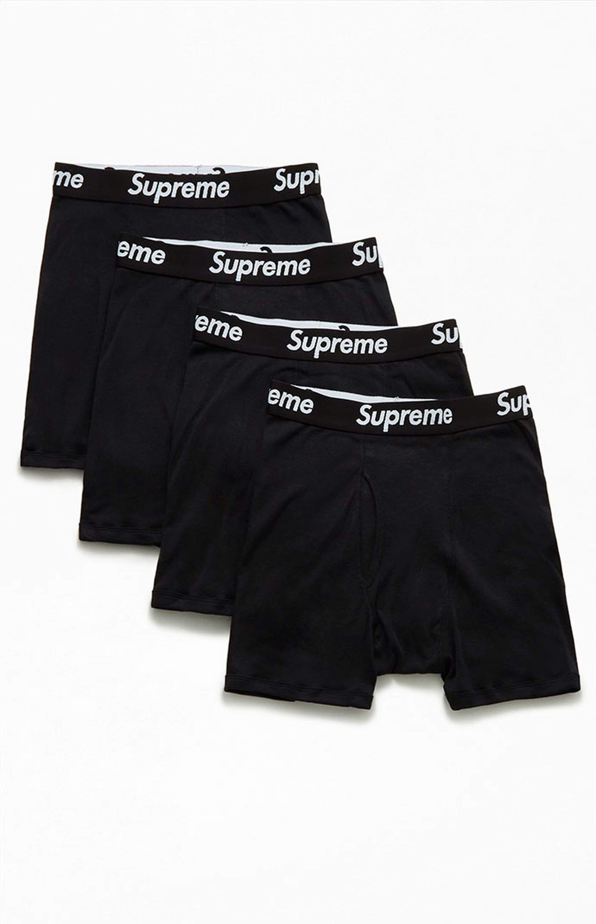 Supreme x Hanes 4 Pack Black Boxer Briefs Pacsun