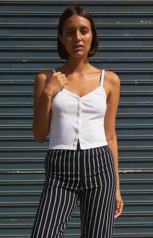 White Zelly Button Tank Top image number 1