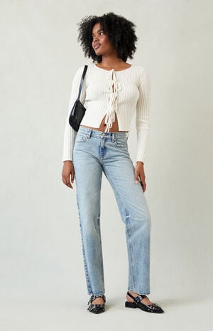 Jordyn Low Rise Straight Leg Jeans Stretch Acid Light Blue