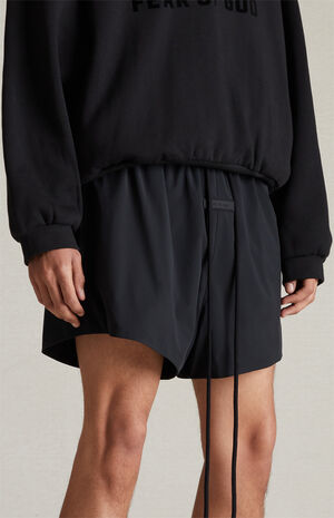 Jet Black Nylon Running Shorts image number 4