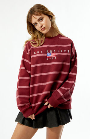 Los Angeles 1992 Striped Crew Neck Sweatshirt image number 1