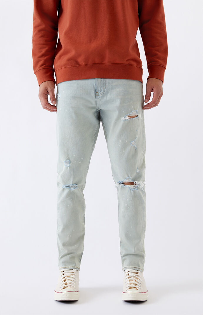 Light Ripped Slim Taper Jeans