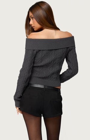 Leta Off Shoulder Cable Knit Sweater image number 3