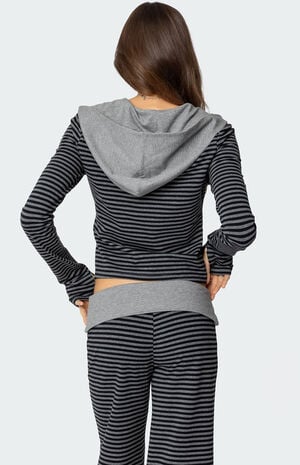 Meggy Striped Zip Up Hoodie image number 4