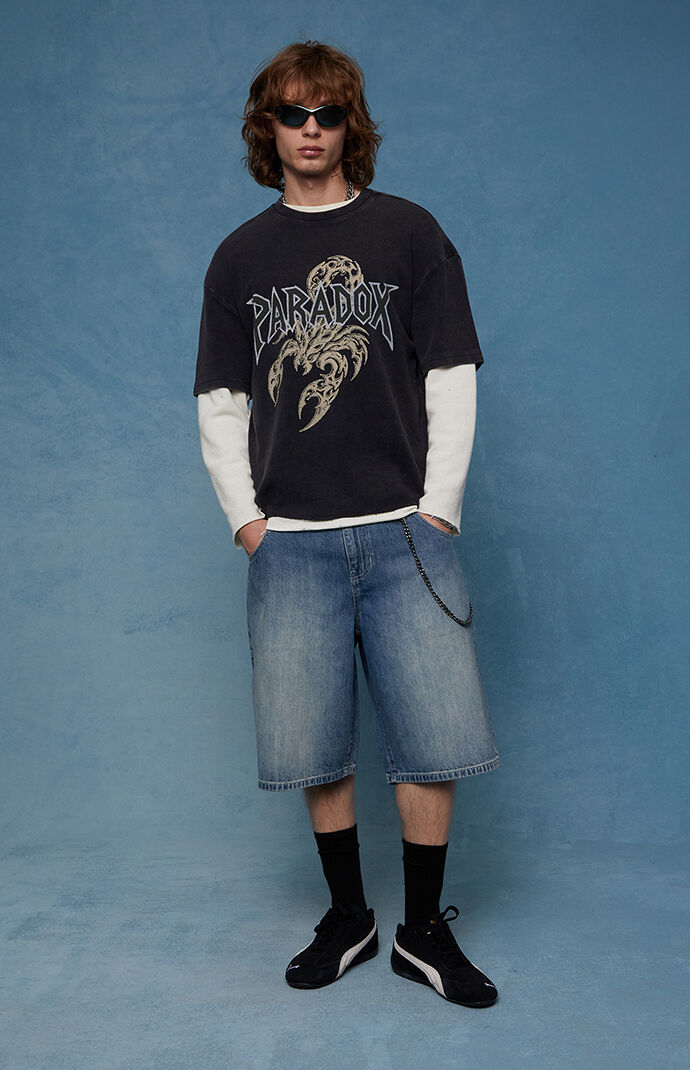 Pacsun Austin Extreme Baggy Jean Shorts Chain Medium Blue | Pacsun
