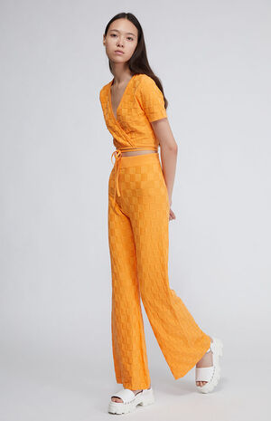 Eco Checkerboard Effect Flare Trousers image number 4