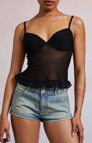 Kiki Mesh Sweetheart Ruffle Tank Top image number 5