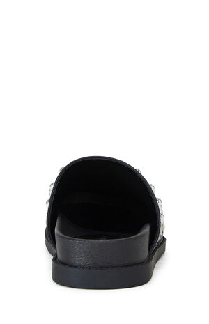 Women's Black Faux Leather Studded Traverse Mules image number 3