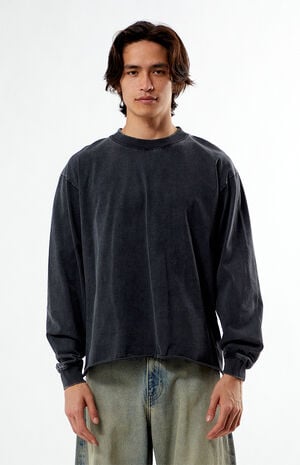 Washed Black Premium Cropped Long Sleeve T-Shirt image number 1
