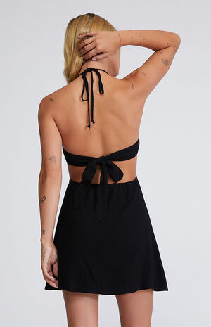 O-Ring Linen Halter Mini Dress image number 3