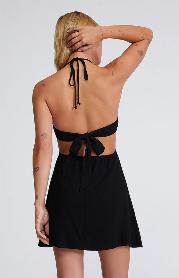 LA Hearts O-Ring Linen Halter Mini Dress | Pacsun