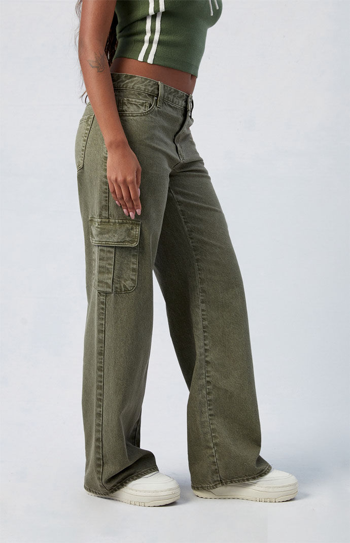 Pacsun Green Low Rise Extreme Baggy Cargo Pants | Pacsun