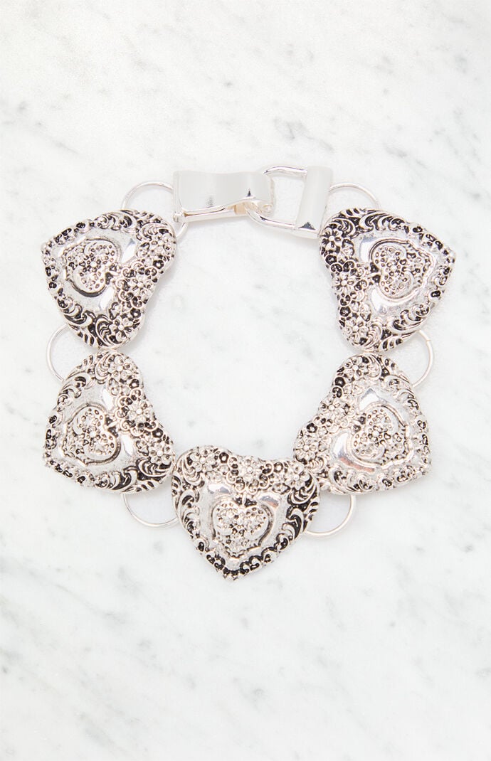 LA Hearts Etched Heart Bracelet