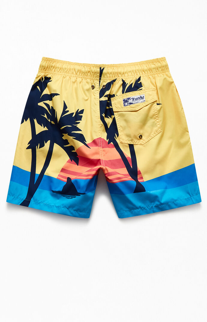 Retro Sunset Beach 17" Swim Trunks