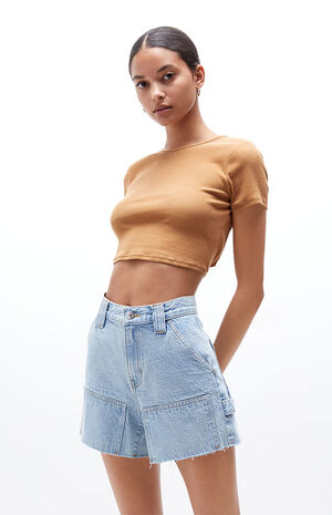 Light Blue Cutoff Workwear Shorts image number 1