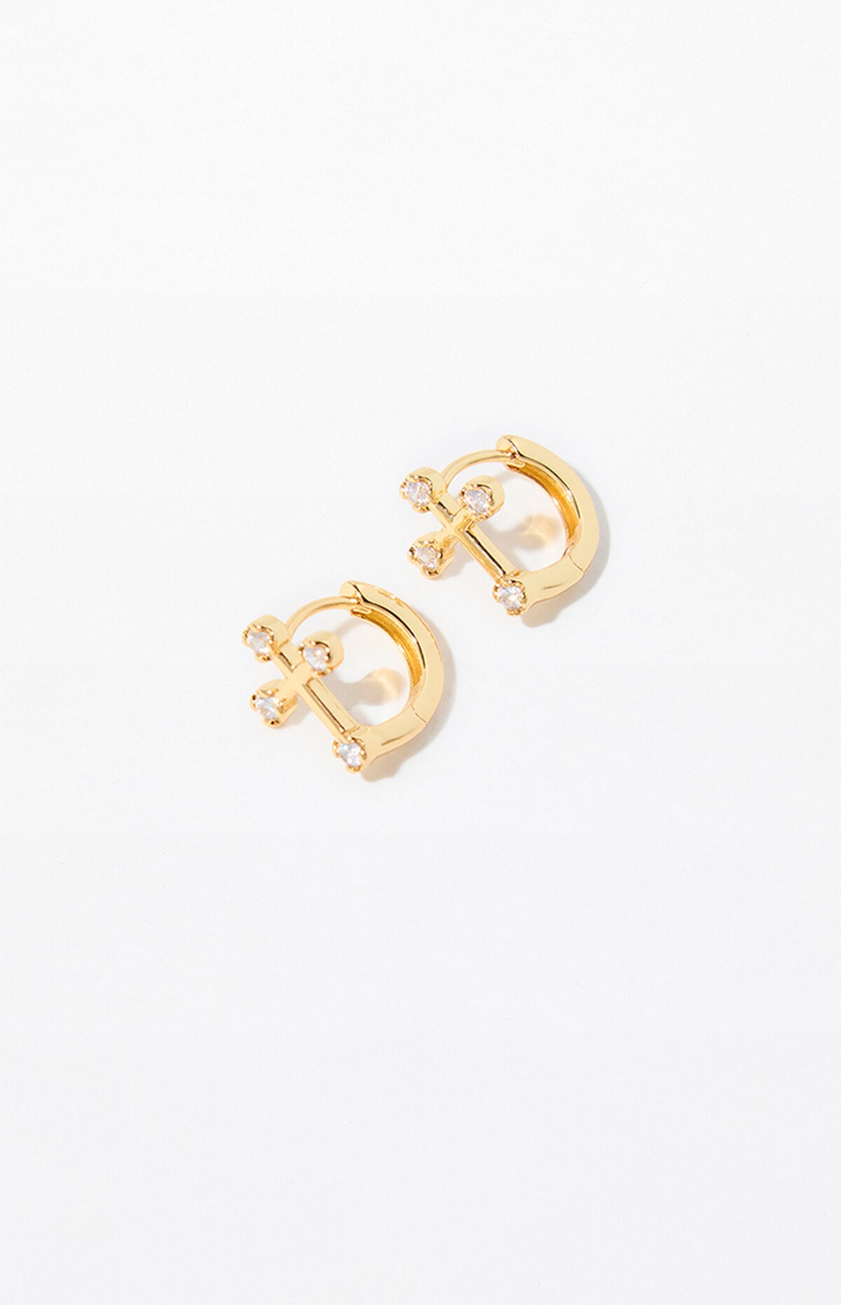 PacSun Gold Cross Huggie Hoop Earrings