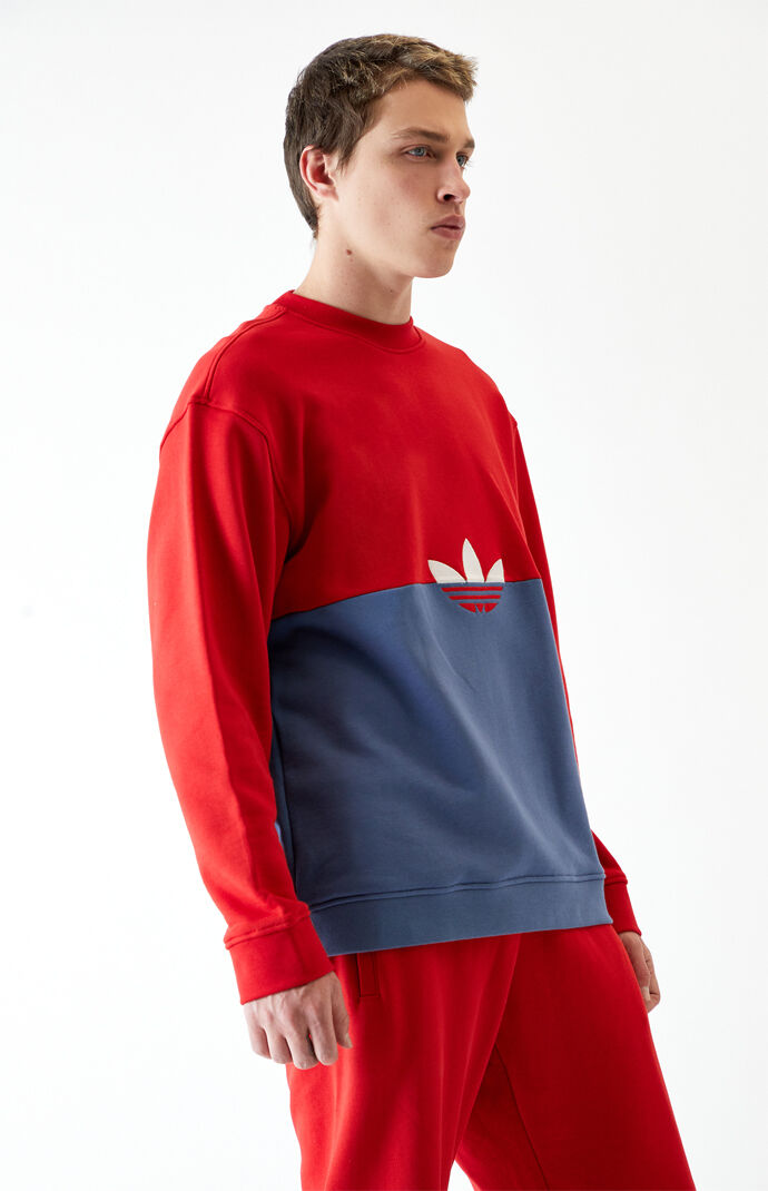 Red & Blue Sliced Trefoil Crew Neck Sweatshirt