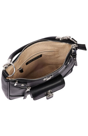 Black Moto Zip Hobo Bag image number 6