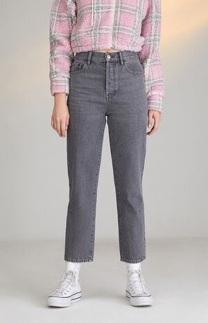 Eco Gray High Waisted Straight Leg Jeans image number 2