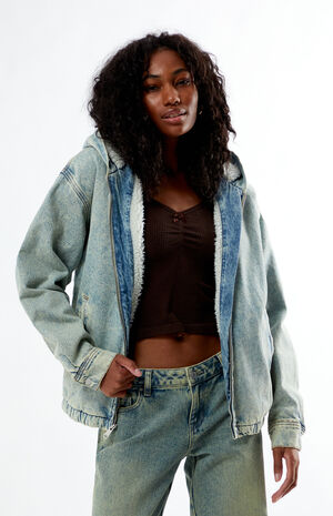 Light Indigo Hooded Denim Jacket image number 1